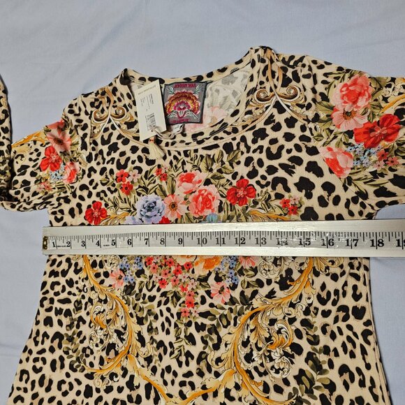 Johnny Was Cheetah Puff Sleeve Top Blouse Women Size S Floral - Picture 11 of 14